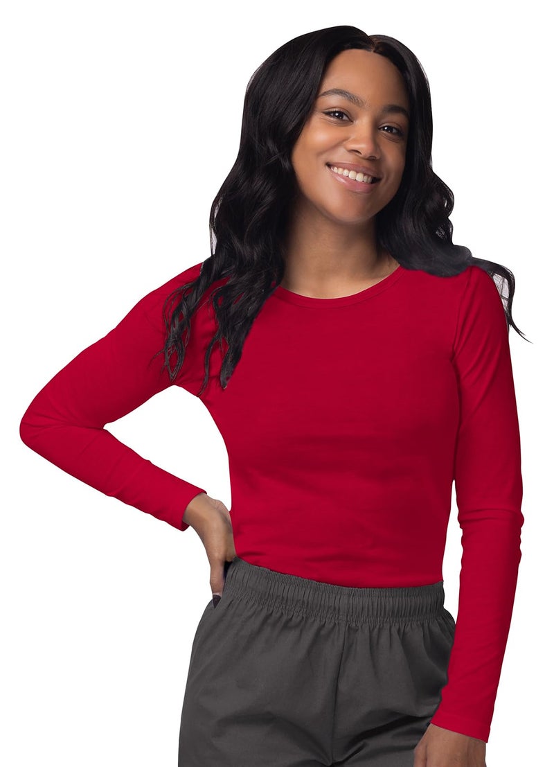 Sivvan Scrubs for Women - Long Sleeve Comfort Underscrub Tee - S8500 - Red - S - Image 1